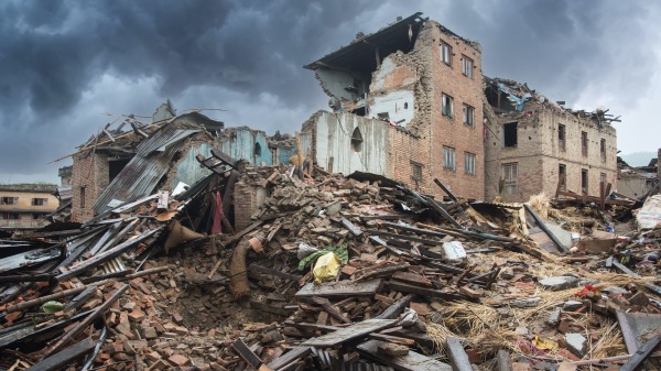 大地震中被损毁的房屋