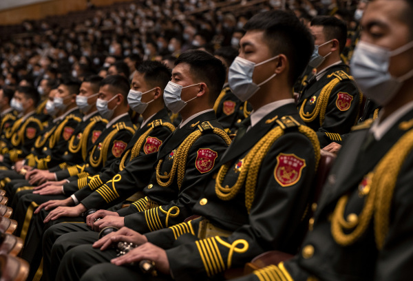 2022年10月16日，在中共20大開幕式上解放軍樂隊成員。