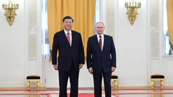 3月21日，普京在莫斯科克里姆林宫与习近平会晤。