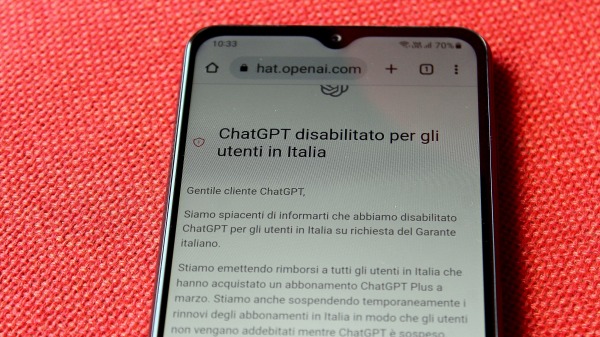 義大利成為全球第一個對ChatGPT發布禁令的國家。