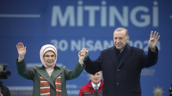 4月30日，埃爾多安在安卡拉土耳其總統競選集會。