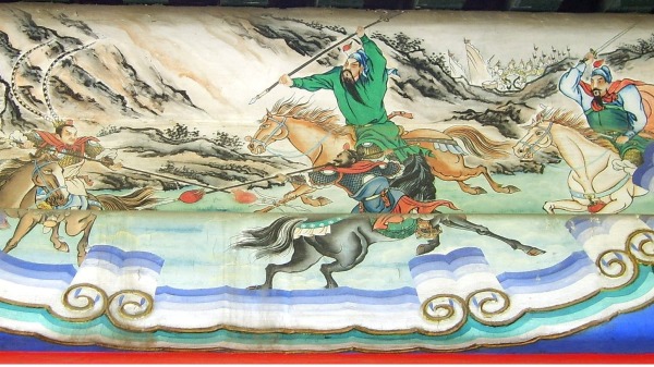 北京香山古建築彩繪中的「三英戰呂布」