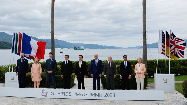 5月20日，G7領導人在日本廣島峰會期間合影留念。