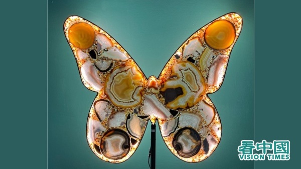 镜像天然石材拼成的蝴蝶，