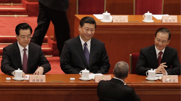 2013年3月3日，时任中共国家主席胡锦涛、中共中央总书记习近平和总理温家宝参加全国两会。