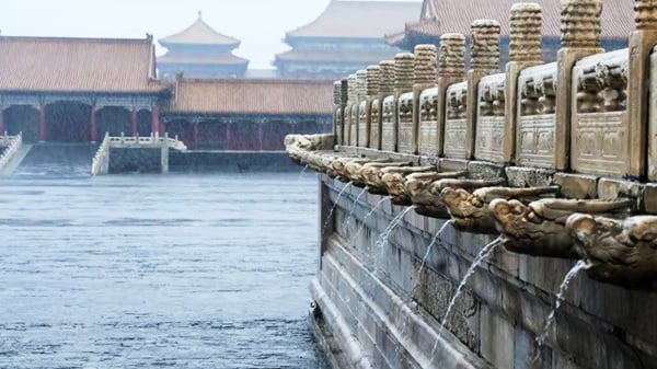 600年不淹的紫禁城也淹水了，風水師認為這是大凶之兆，代表王朝不穩。（圖片來源：微博截圖）