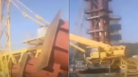 慘烈：成都跨江大橋施工塔吊突垮塌致6死5傷(圖)