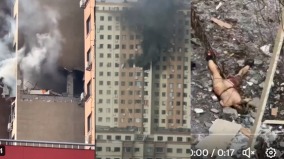 遼寧丹東居民樓發生爆炸外牆炸出大窟窿(圖)