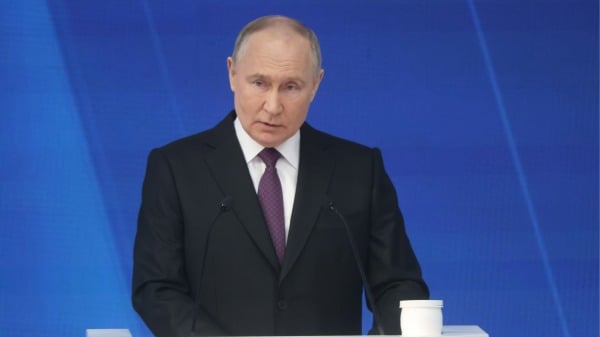 2024年2月29日，俄羅斯總統普京在莫斯科發表年度國情咨文演講。
