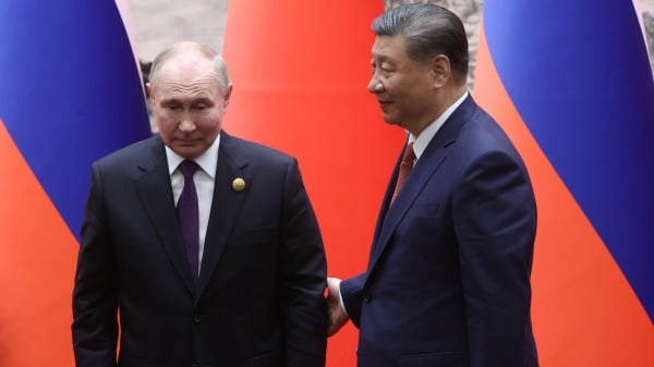 俄罗斯总统普京访问北京，两国签署并发表联合声明。前美国总统川普指，中俄联手搞破坏，习近平意图拿下台湾。（图片来源：Contributor/Getty Images）