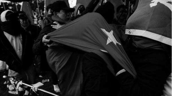 堪培拉粉红与抗议团体成员冲突